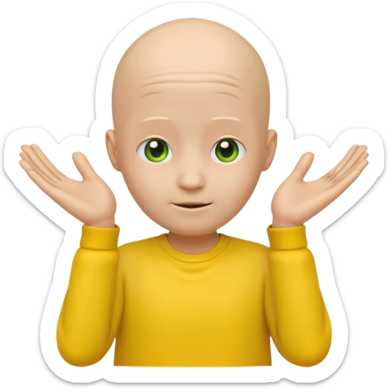 no hair round yellow emoji no finger upp with greenscreen and no body no arms ears sticker