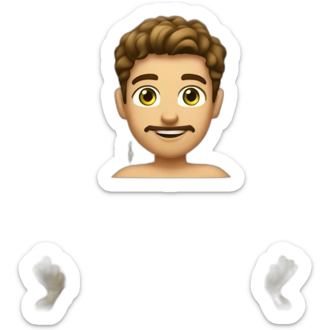 Posh-muscle-boy-brown-hair-green-eyes-pearl-necklace-in-golden-bathtub-legs sticker
