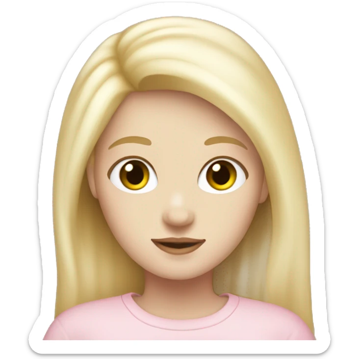 Pale girl, blonde hair, cute, cool, wearing light pink  sticker