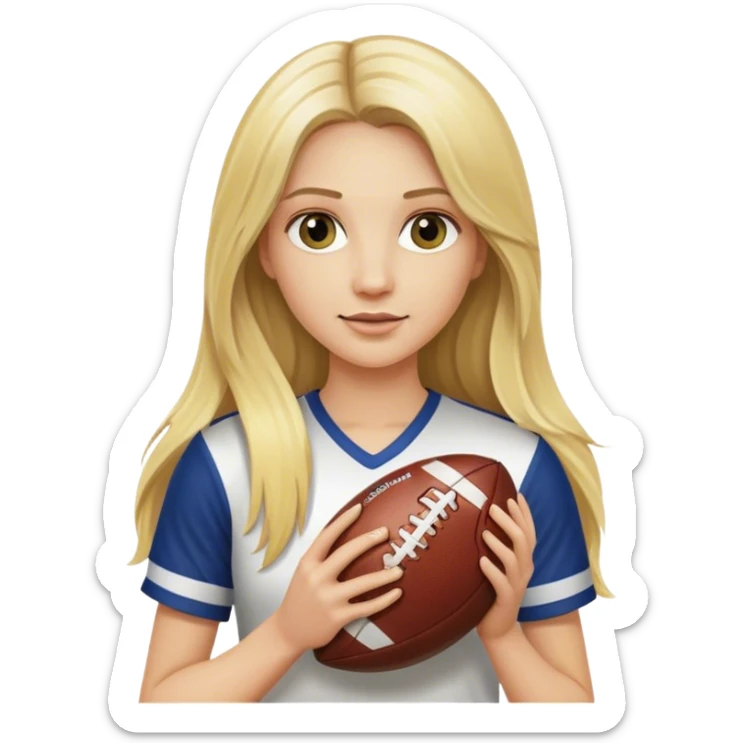 Blonde aux cheveux longs qui tient un ballon de foot de l’O.M. sticker
