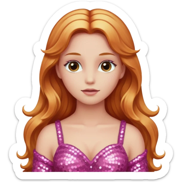 Venus, God of Sky from Gods and Goddesses with long reddish blonde hair, pink sequin outfit sticker