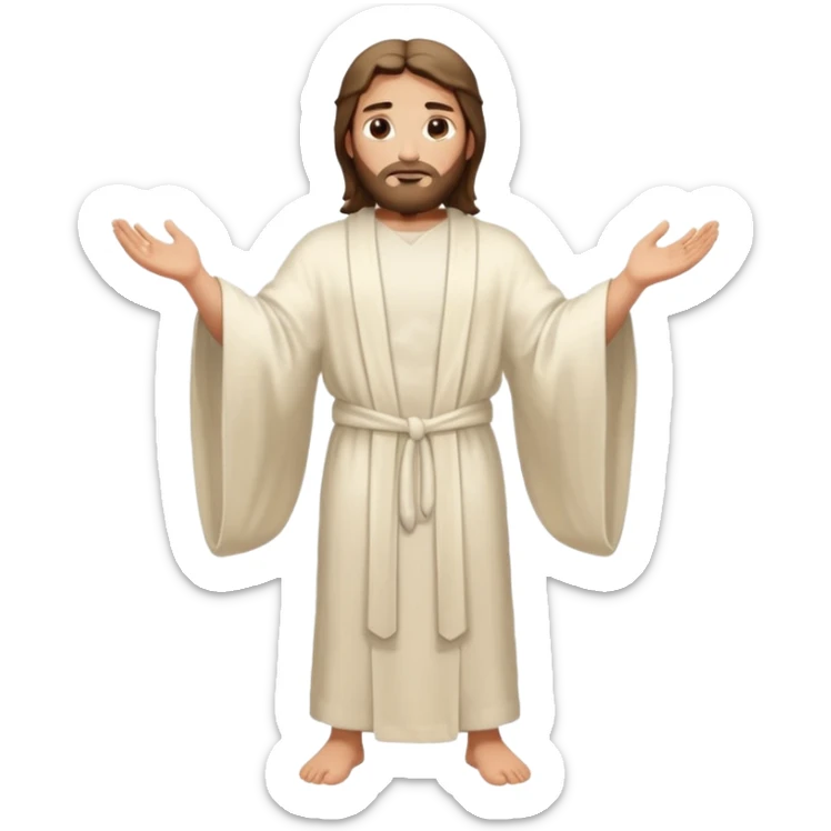 fullbody jesus christ jacked, sleeveless white robe and arms crossed sticker