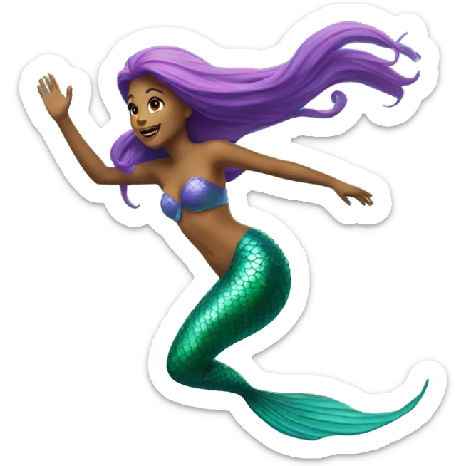 mermaid flying sticker