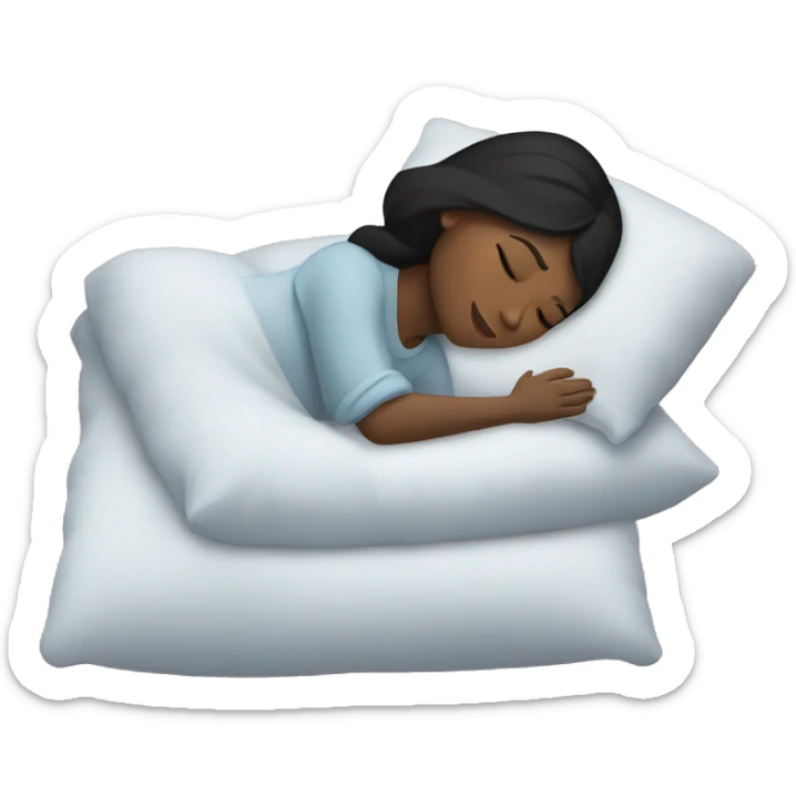 Sleeping woman with brown skin and black hair laying on pillow sticker