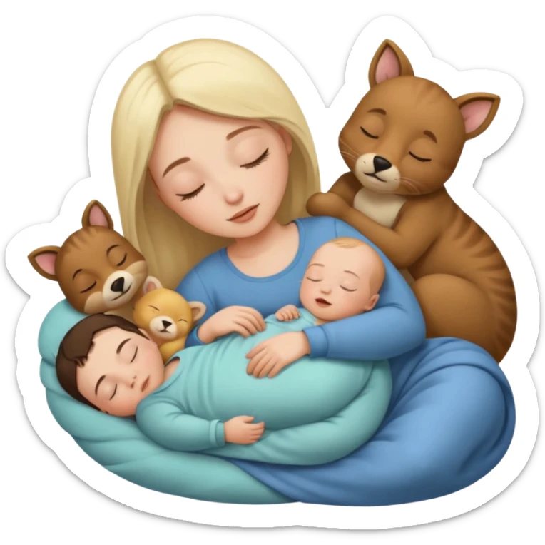 Femme Marie, homme Joseph, et le petit bébé Jesus, et les animaux font tous dodo sticker