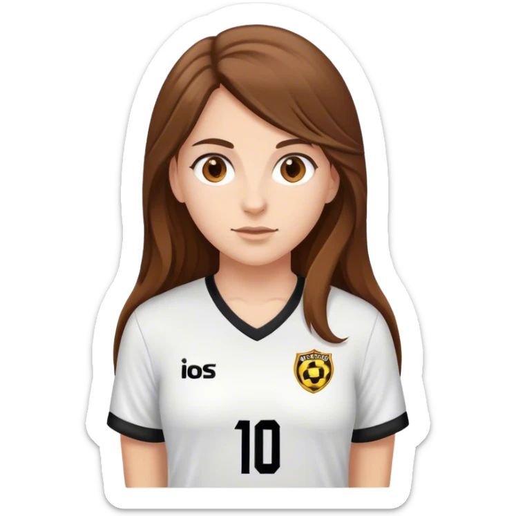 soccer lady white girl brown long hair brown eyes sticker