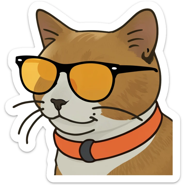 Cat with sunglasses sticker