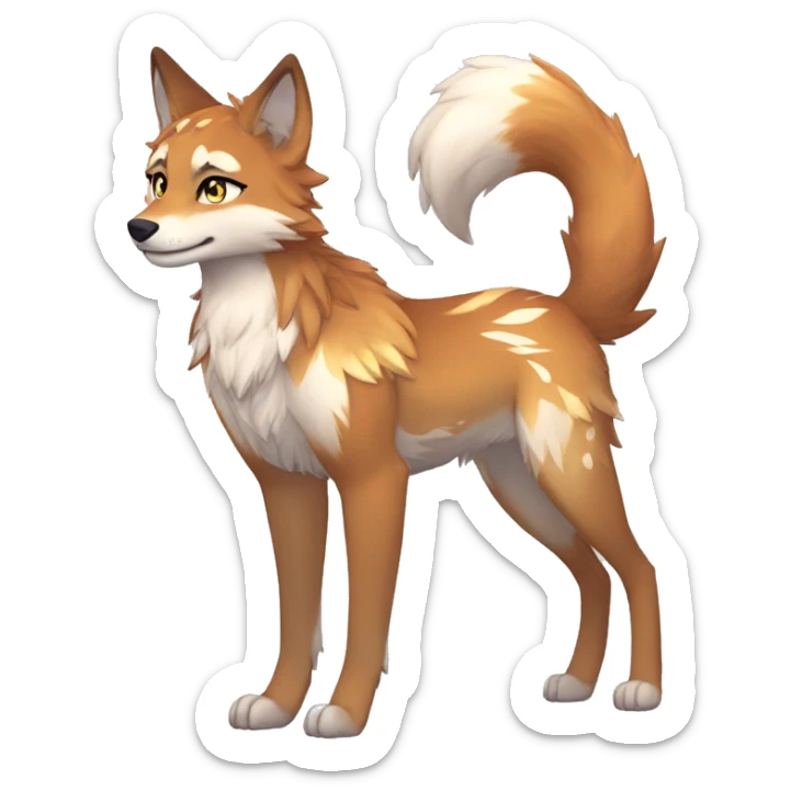 Anthro Colorful Shiny Fionbri-Falvie-sparkle-wolf-sona with wild markings full body sticker