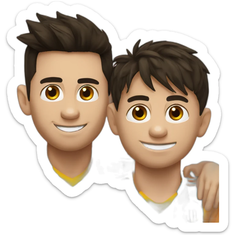 Messi wearing FC Miami football shirt and Cristiano Ronaldo wearing Al-Nassr football shirt in style of sorolla sticker