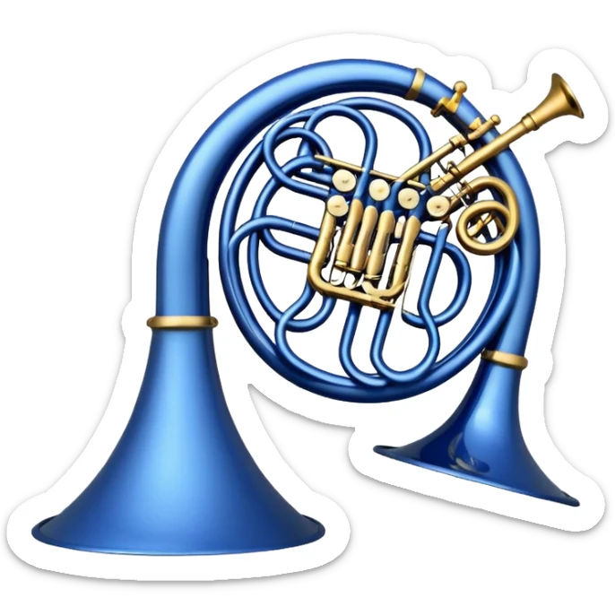 Blue french horn her tarafı mavi sarı detaylar olmadan sticker
