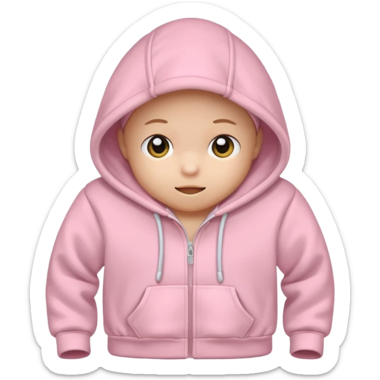 baby pink colour hoodie with hood emoji sticker