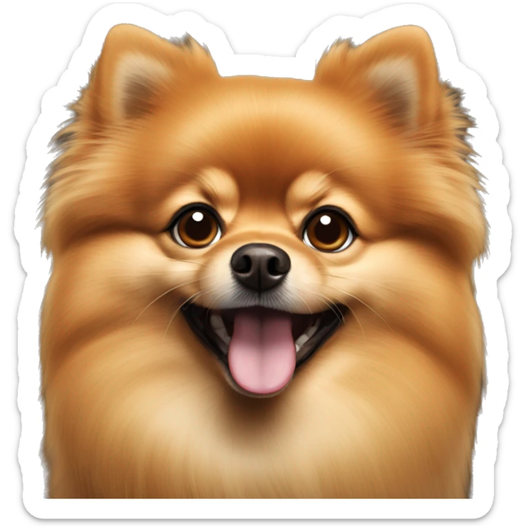 Long nose Pomeranian with her tongue out orangish brown color sticker