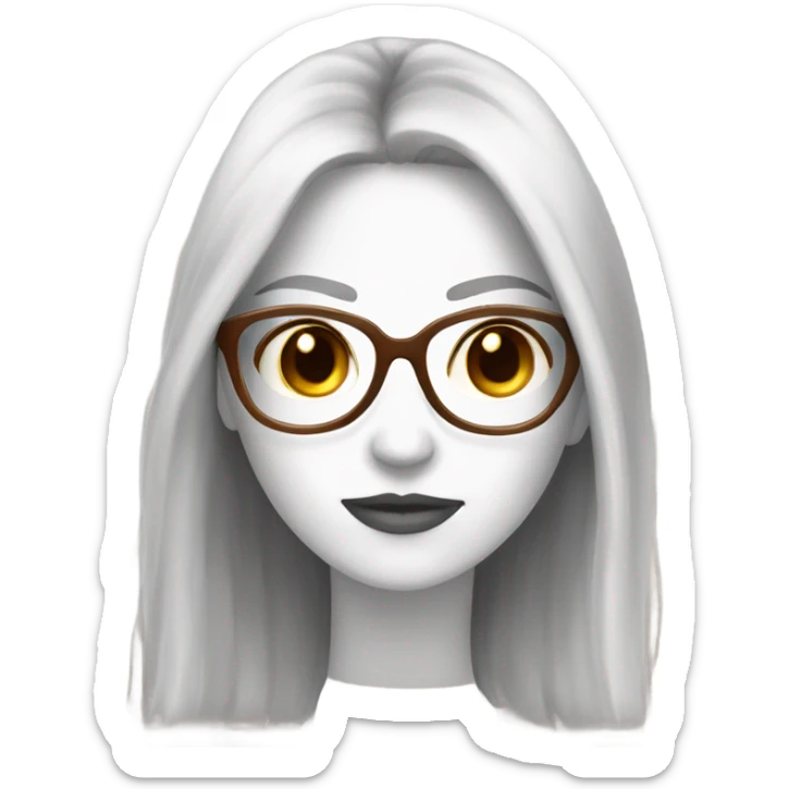 White Girl with brown long hair and golden glasses sticker