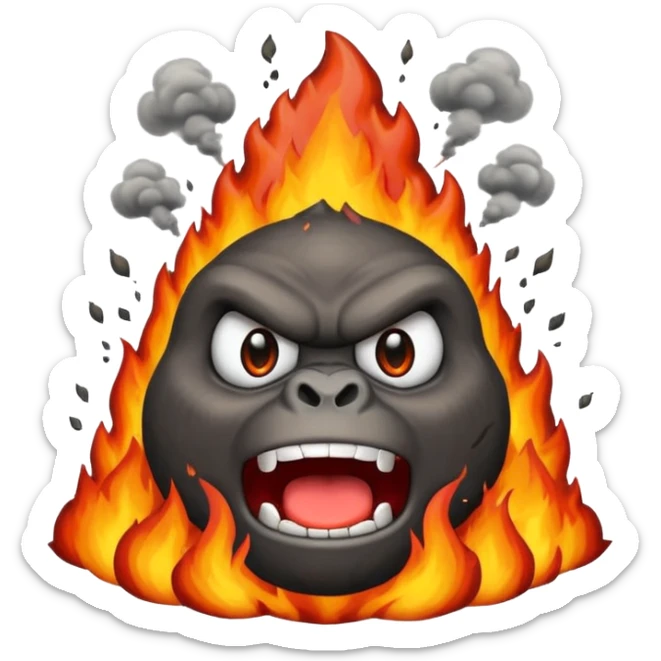 can i have an image of an angry volcano erupting with an angry face. dont make it look like a garilla sticker