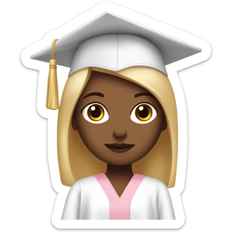 White Girl wearing baby pink graduation gown sticker