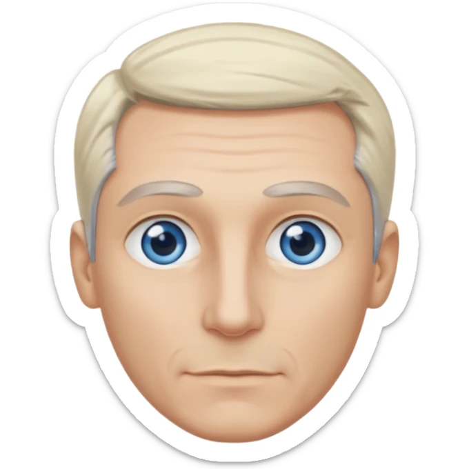 Avatar pic male gray hair blue eyes clean shaven blonde eyebrows high cheekbones sticker