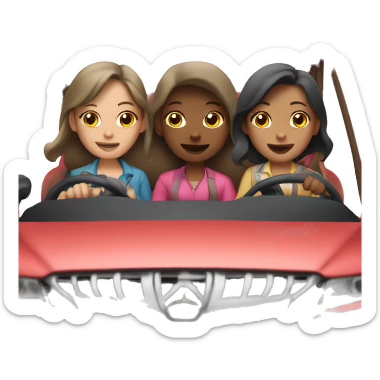 Three girls driving a car  sticker