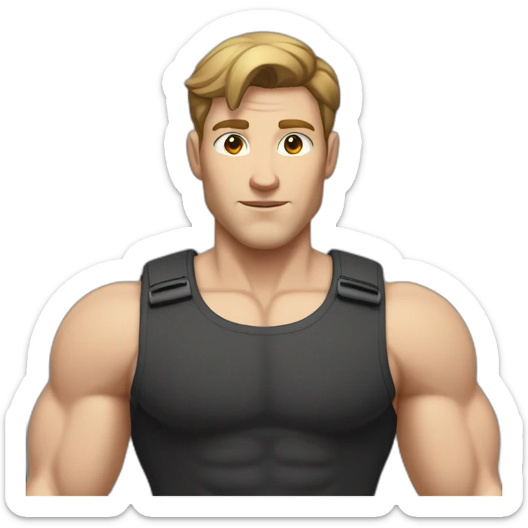 Pale skinned Fit Man With the biceps and brown hair in black shirt and gray shorts sticker