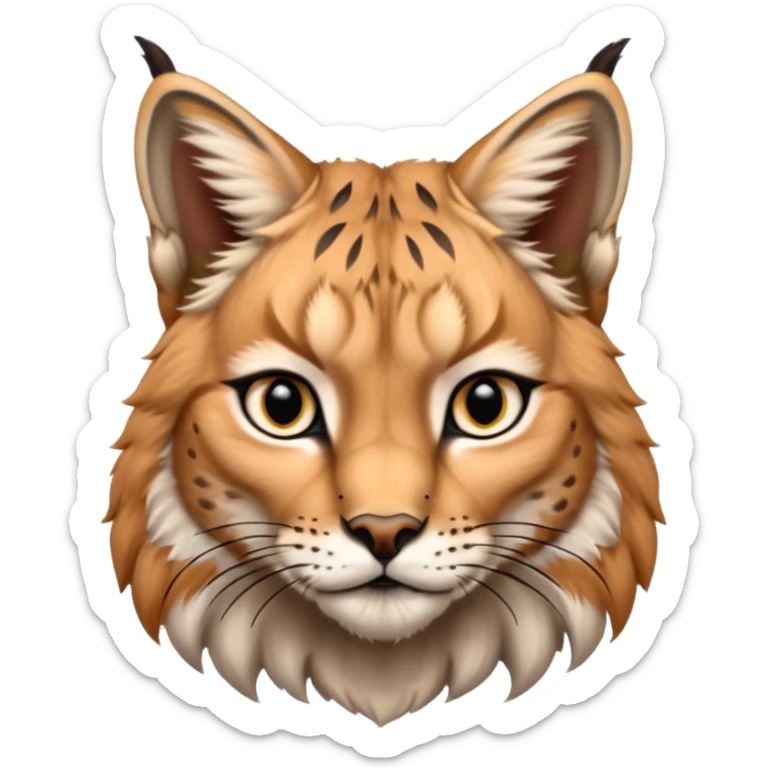 A high-resolution photo-realistic digital illustration of a baby lynx, chest upward A high-resolution, photo-realistic digital illustration of a majestic young Eurasian lynx, shown from the shoulder upwards with lynx markings, zoomed out showing half body  sticker