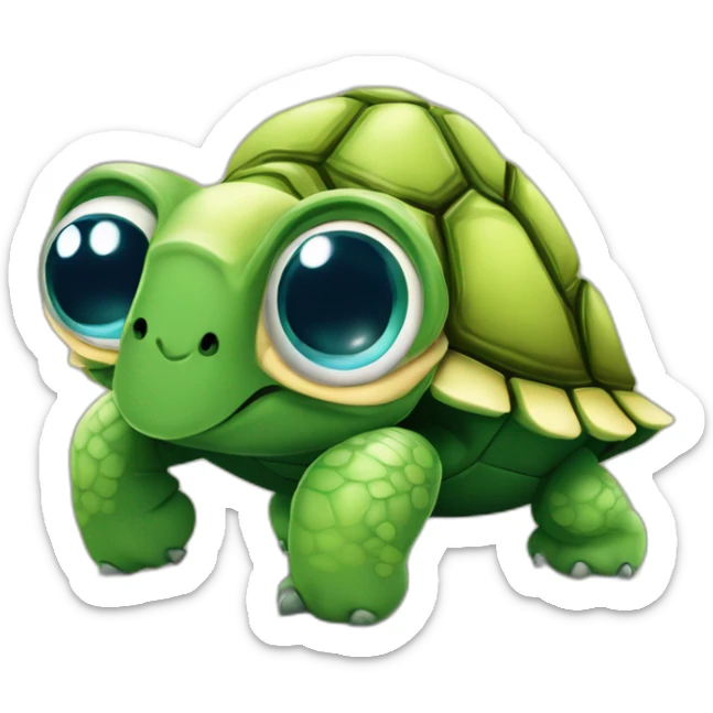Tortuga graciosa mirando a cámara sonriendo y guiñando un ojo sticker