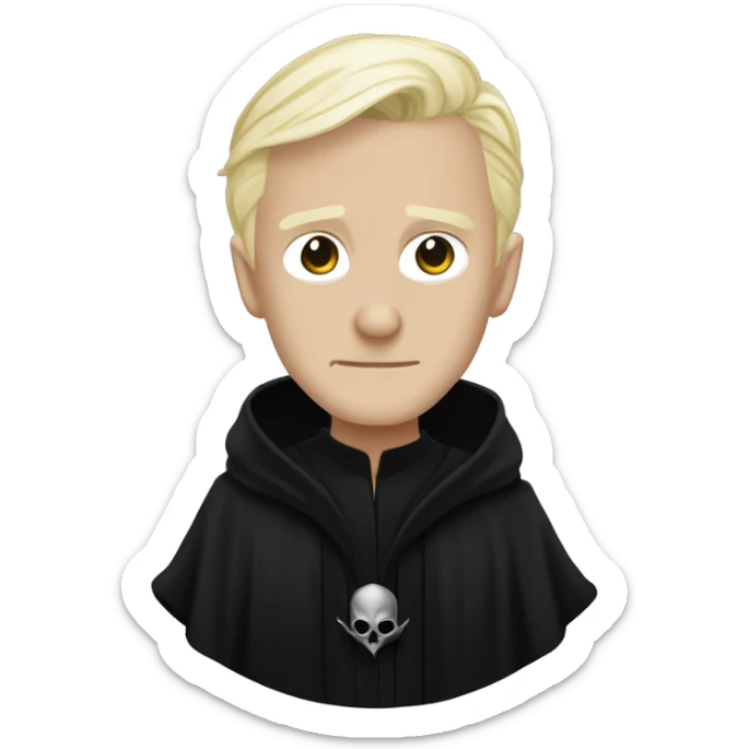 singular draco malfoy wearing all black death eater robes and death eater mask covering his face sticker