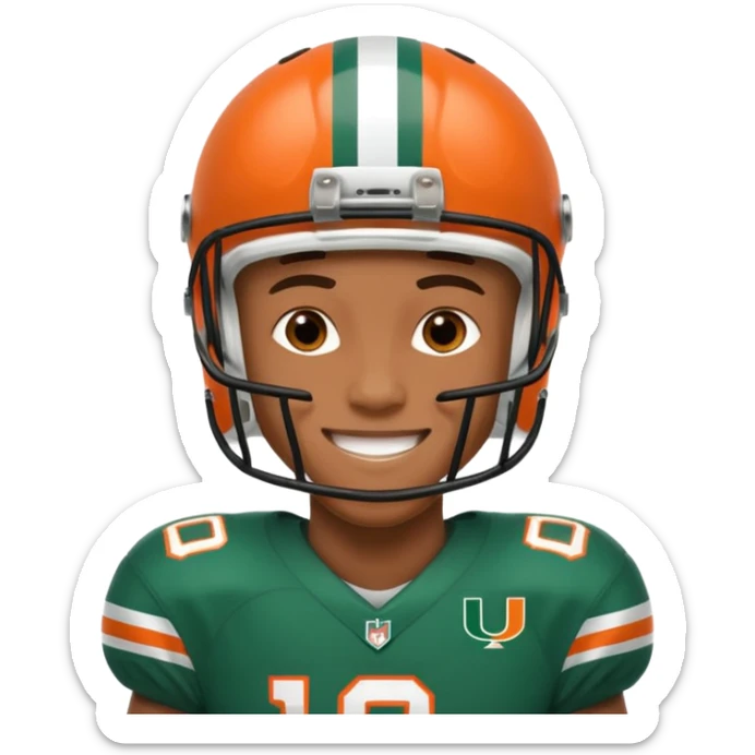 black football player for the university of miami wearing number 10  sticker