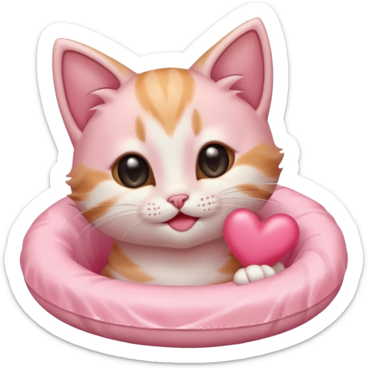 A kitten feeling a whirlpool of happiness. Blushing and feeling in love, grinning and smiling and making a kissy face. Something sweet and perfect to send to someone you love, not a familiar love something more deep and profound sticker