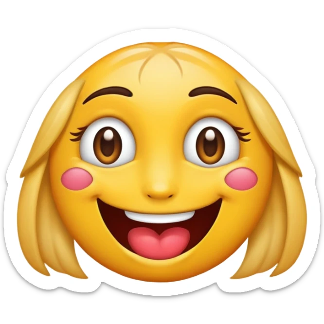Haz un emoji con una sonrisa de labios tierna y que tenga ojeras y que esté cansado y que su mirada también sea tierna y que tenga las cejas así como de forma tierna sticker