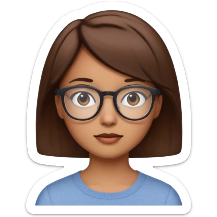 une personne joli, avec des cheveux court brun , et des lunettes tourné de trois quart  sticker