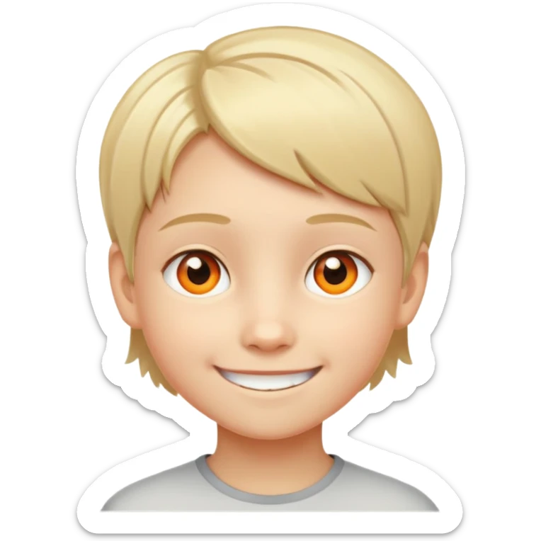 "- Nam
- 10 tuổi
- Da trắng
- Tóc ngắn, vàng
- Cười tươi
- Mắt cam
" sticker