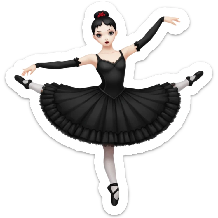 A pretty and beautiful gothic ballet emoji with a full body and bloody pose sticker