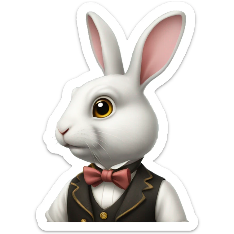 rabbit wearing a waistcoat and monocle alice in wonderland like sticker