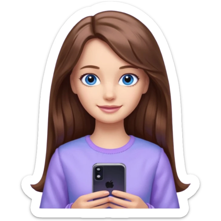 beautiful barbie girl with long brown hair, blue eyes and wearing light purple clothes watching stranger things on tv sticker