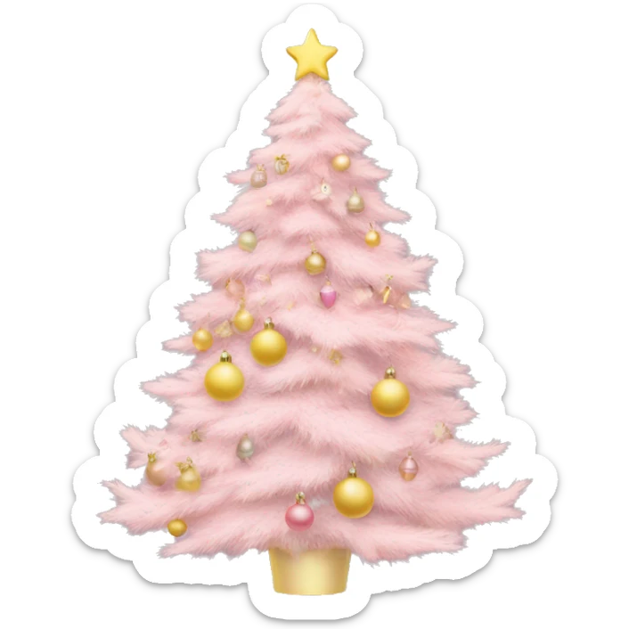 pastel pink christmas tree with pastel pink and pastel yellow ornaments，more details sticker