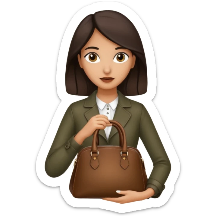 italian female with italian fashion style, holding bag sticker