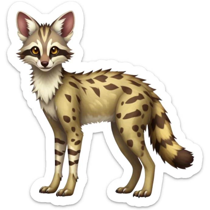 Feral Rare Fantasy light vibrant warm-colored Vernid-Sergal-Genet-species by LiLaiRa, random markings, tufted ears, full body, 4 legs sticker