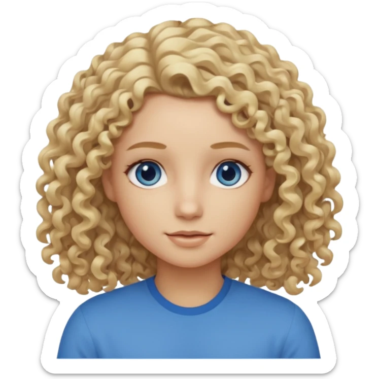 Curly blond blue eyes. Long hair cool beige blond. Longer hair beige ash blonde. sticker