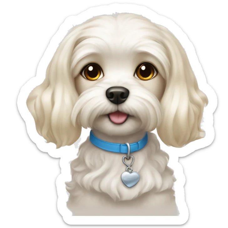 Maltese dog with Girl with light skin, blonde white waves hair,blue eyes, sticker