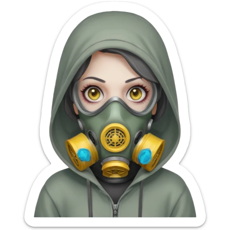 Zombie in gas masks woman hoodie sticker