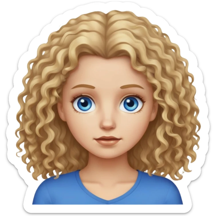 dirty blonde blue eyes frzzy hair whtie girl sticker