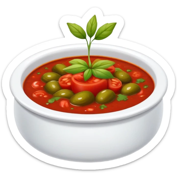 Cuenco de gofio (color marrón) lleno  por encima y salsa roja y salsa verde por encima  sticker