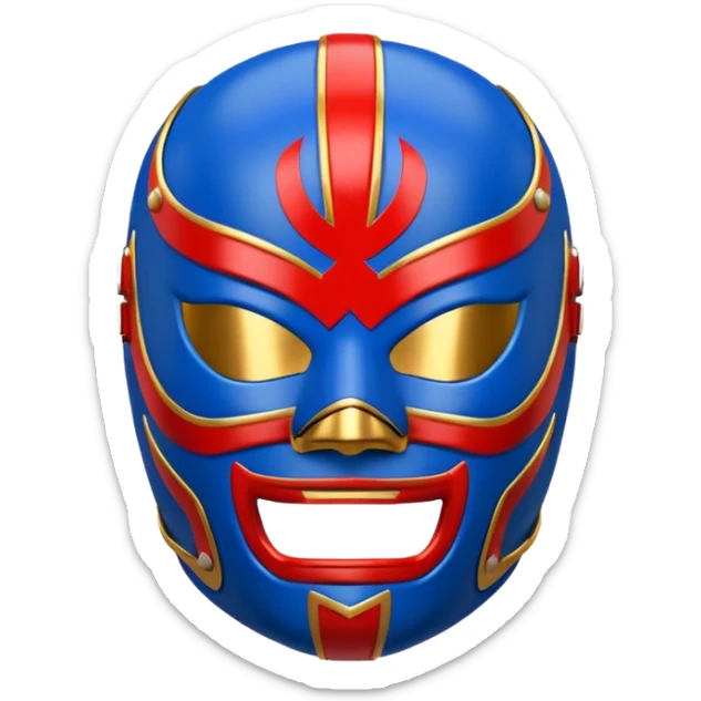 haz un luchador de lucha libre, solo la mascara azul con detalles rojos sticker