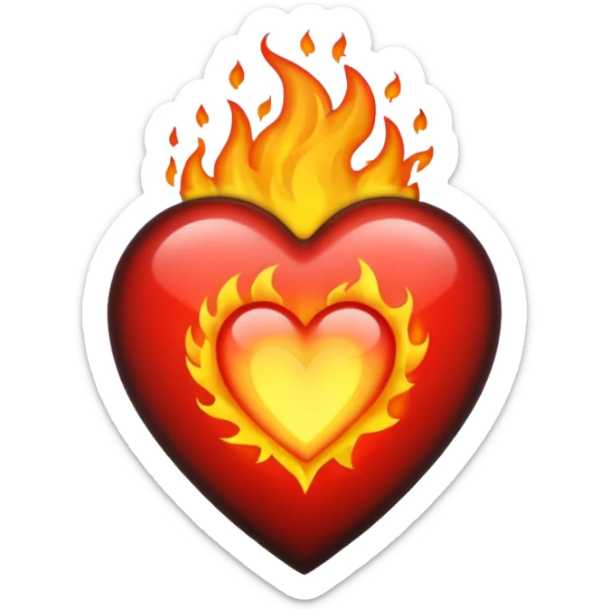 I want the emoji to be the heart on fire but make the heart black sticker