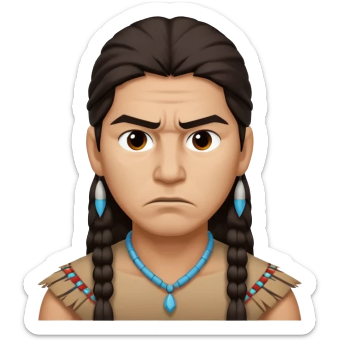 native american showing Annoyance/anger - feeling of irritation or displeasure - include neck and shoulders sticker