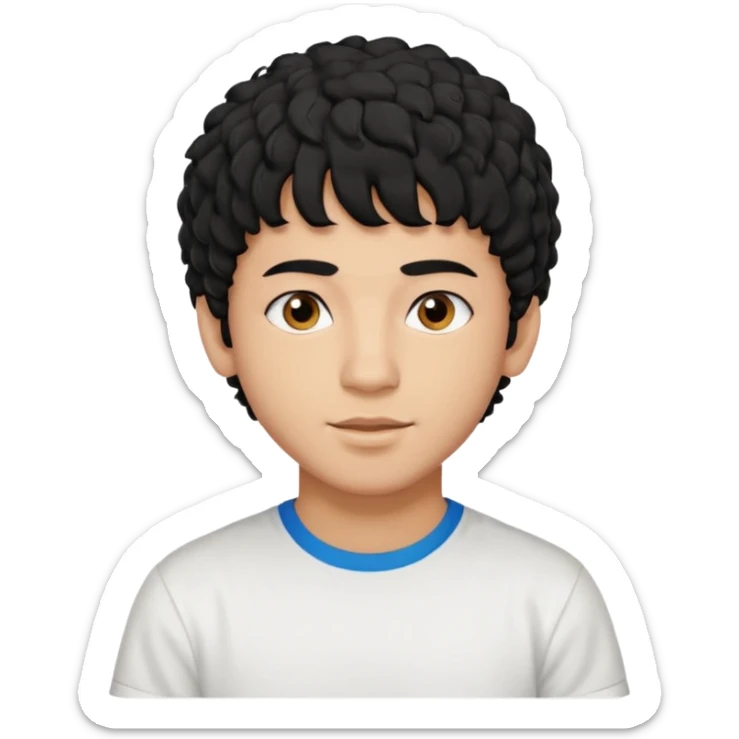 Young man with black curly hair fringe Haircut and light dark skin, moroccan / amazingh race sticker