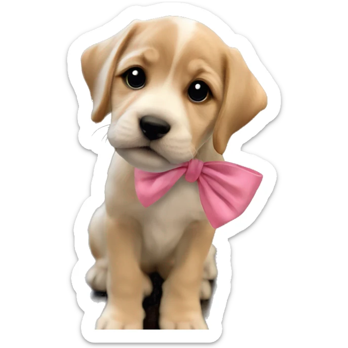 adorable puppy with pink bow sticker