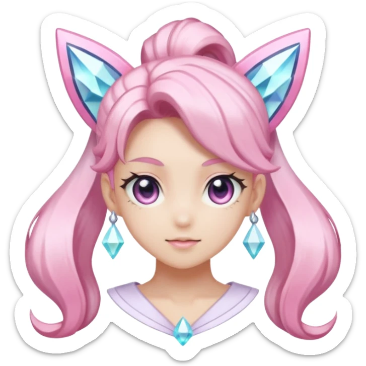 Shiny pastel Ponytail-Diancie-Palkia-Amaura-Aurorus-aesthetic-fusion sticker