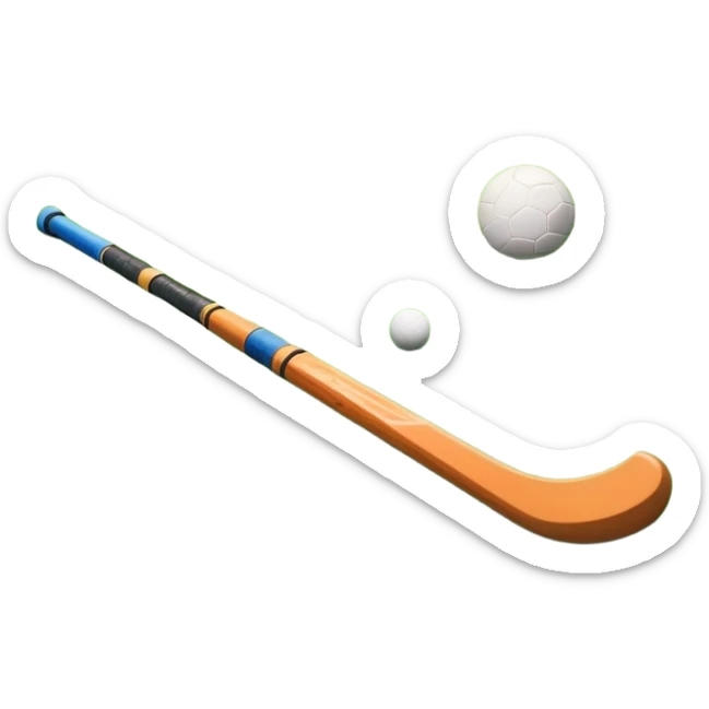 Hockey on grass. A field hockey stick and ball resting on a well-maintained green grass field, with the goalposts and markings visible in the background. The scene highlights the precision and focus of the grass facture, with the vibrant green pitch creating a dynamic atmosphere. sticker