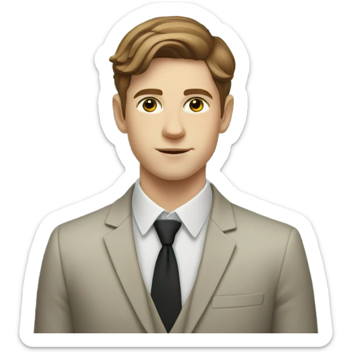 Young men with white skin and brown hair in formal portrait in nature sticker