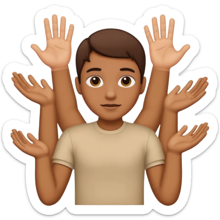 Tête qui a 2 mains l’une qui tient un 6 l’autre un 7 sticker